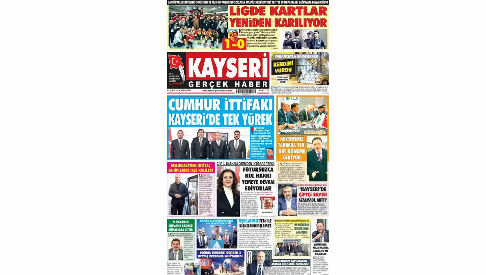 Kayseri gazetelerinde 23 Şubat gündemi: Dursun Ataş ve Cumhur İttifakı!