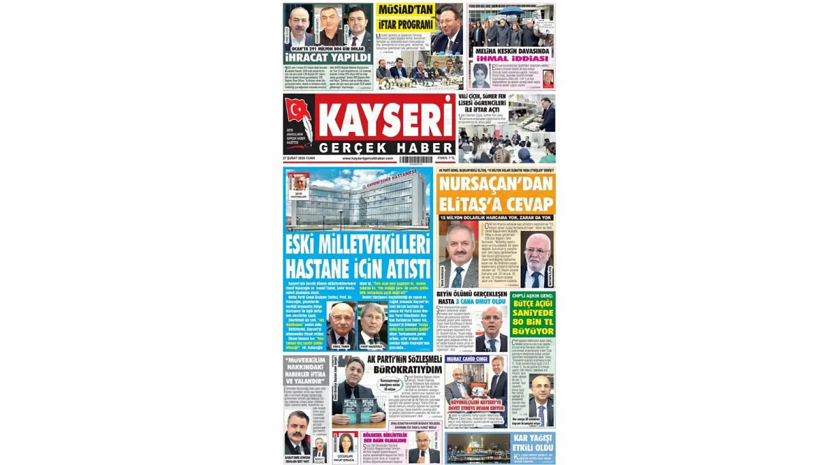 İşte Kayseri Gazetelerinde 27 Şubat Cuma gündemi…