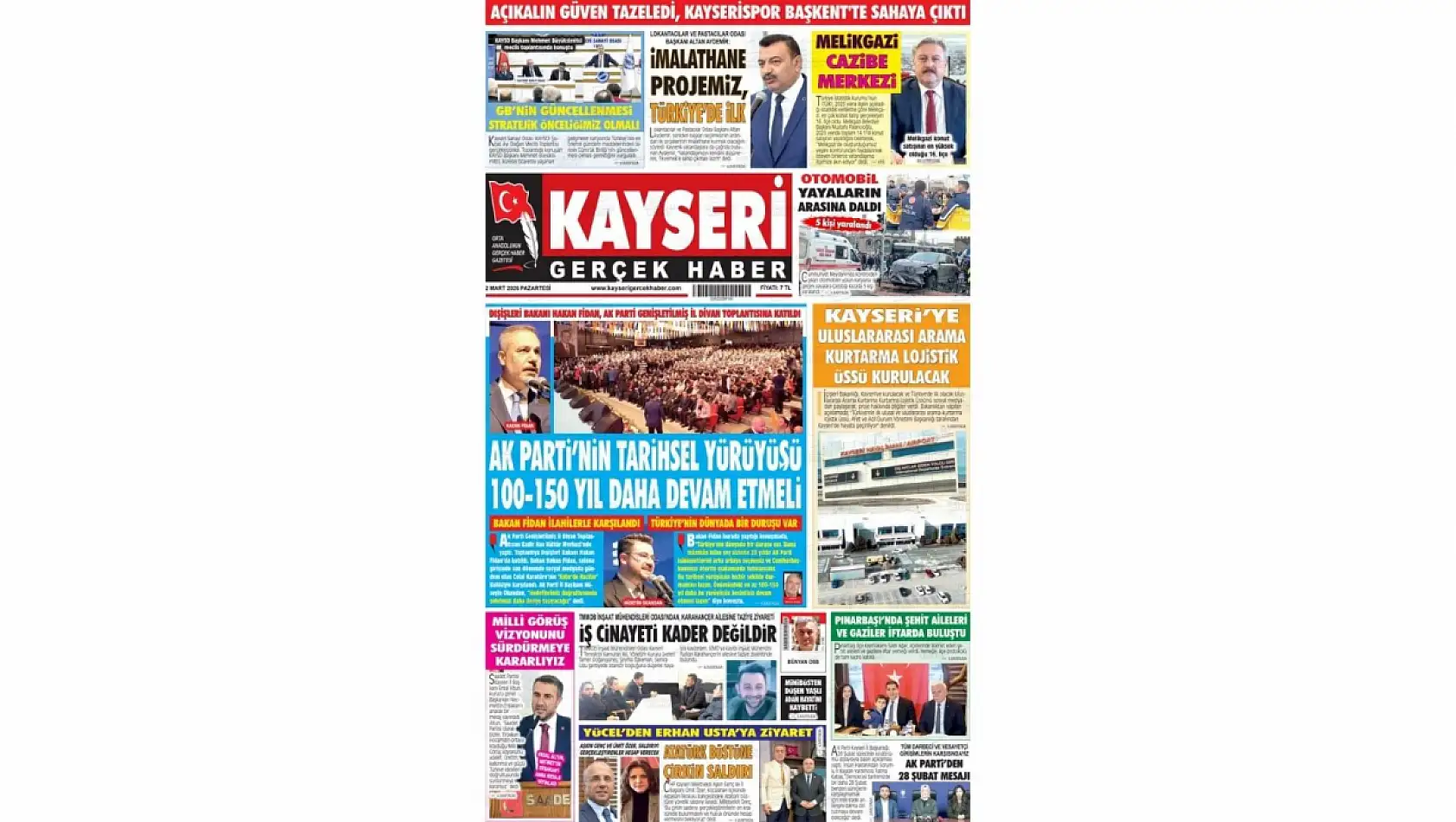 Kayseri yerel gazetelerin gündemi: Lojistik Merkez, Hakan Fidan, Özel Okul Ücretleri... (2 Mart 2026)