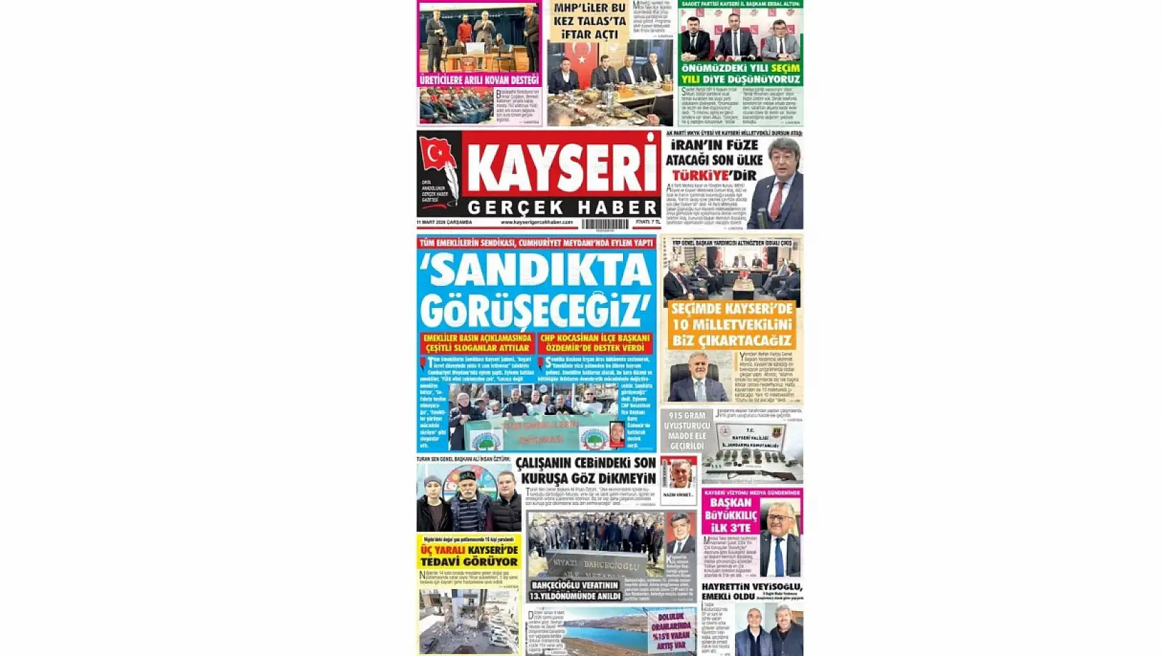 Kayseri gazetelerinde 11 Mart Çarşamba günü hangi başlıklar gündem oldu?