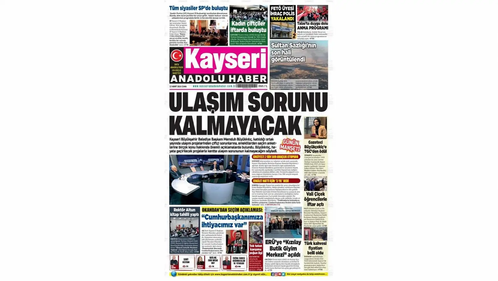 İşte Kayseri Gazetelerinde 13 Mart Cuma gündemi…