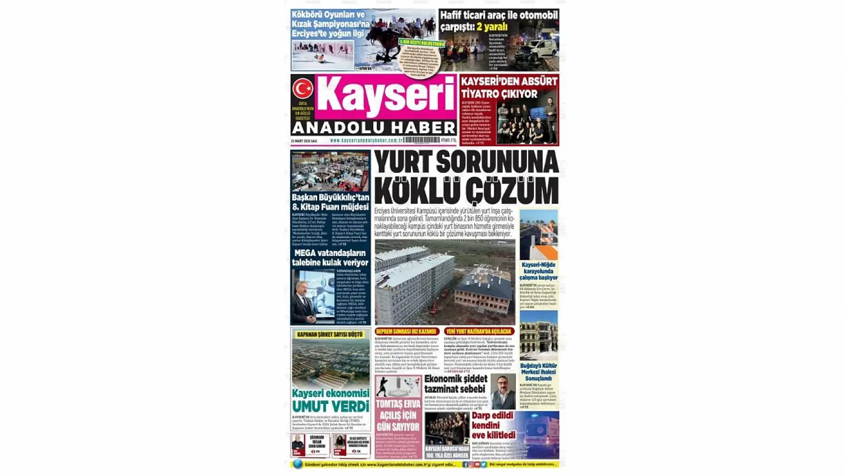 Kayseri Gazetelerinde 31 Mart Salı günü öne çıkan başlıklar…