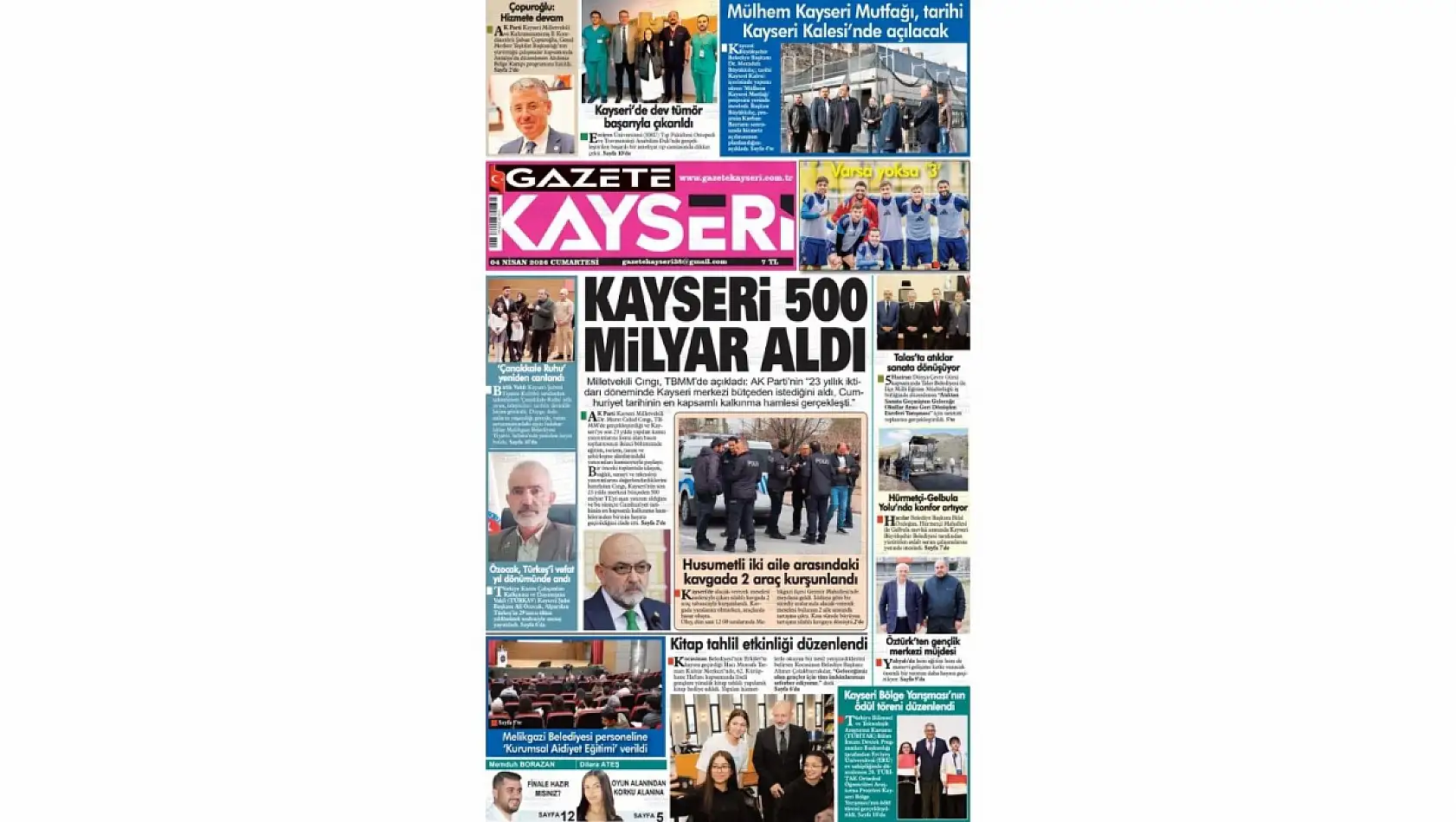 Kayseri yerel gazetelerinden çarpıcı manşetler! (4 Nisan 2026)