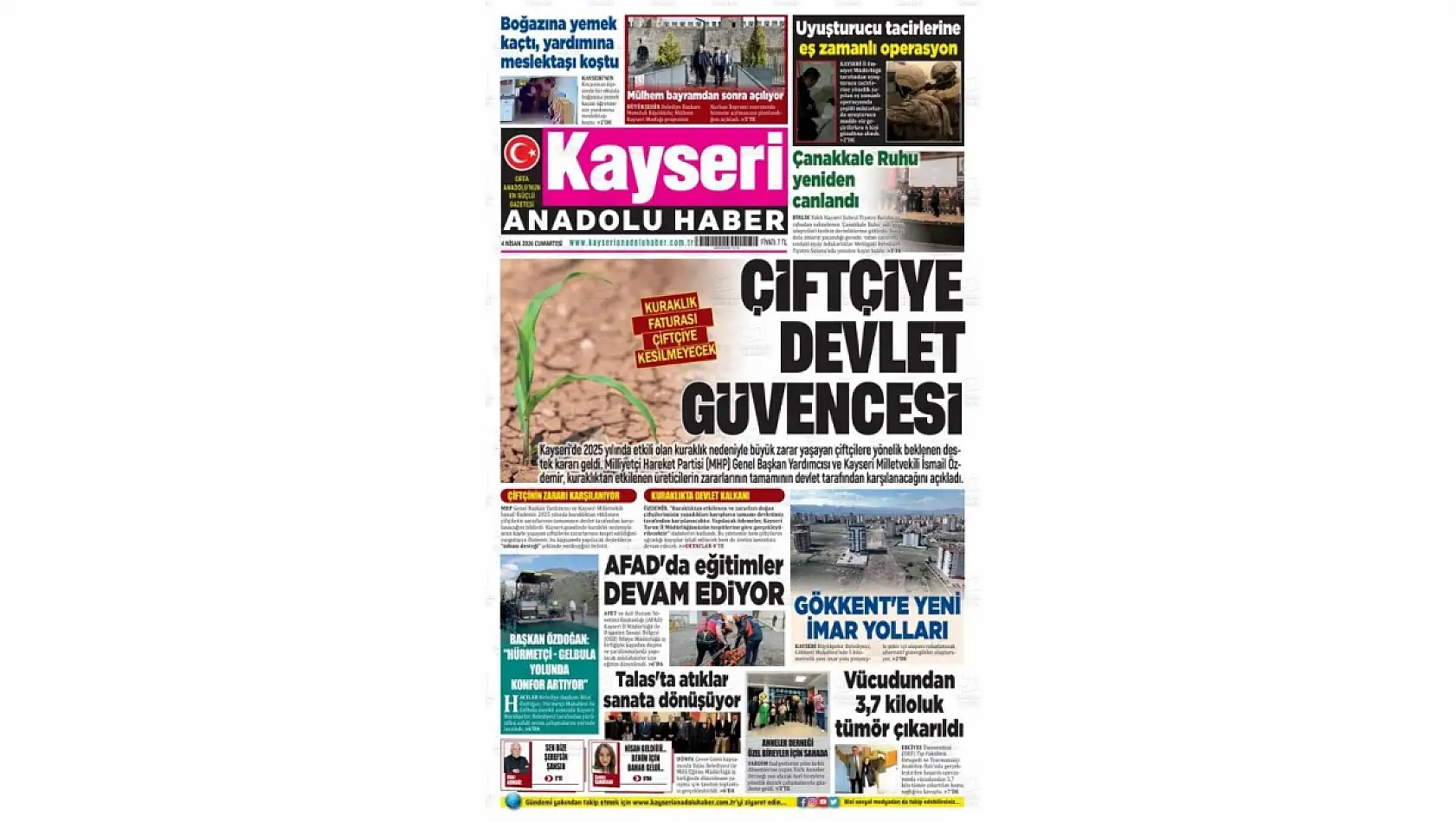 Kayseri yerel gazetelerinden çarpıcı manşetler! (4 Nisan 2026)