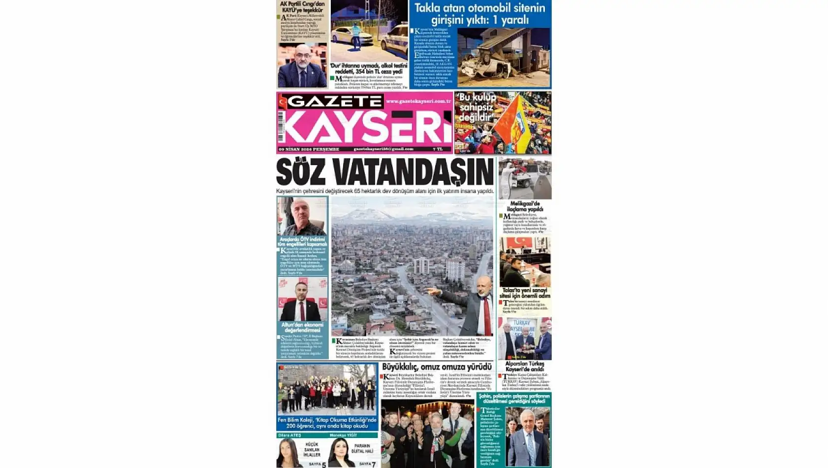 Argıncık, Talas, Elitaş… - İşte Kayseri Gazetelerinde 9 Nisan Perşembe gündemi!