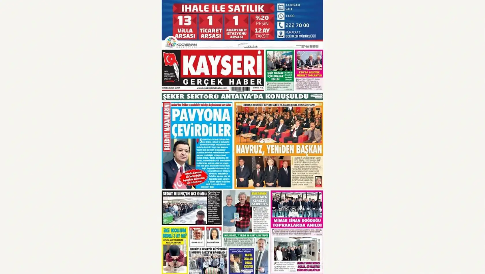 Kayseri Gazetelerinde 10 Nisan Cuma günü öne çıkan başlıklar…