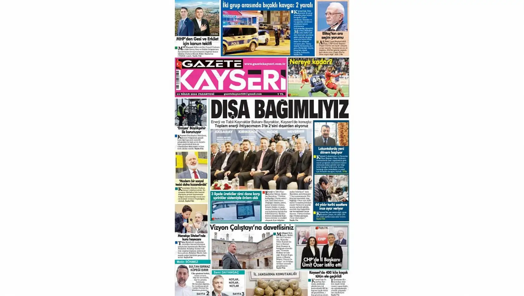 İşte Kayseri gazetelerinin 13 Nisan manşet haberleri!