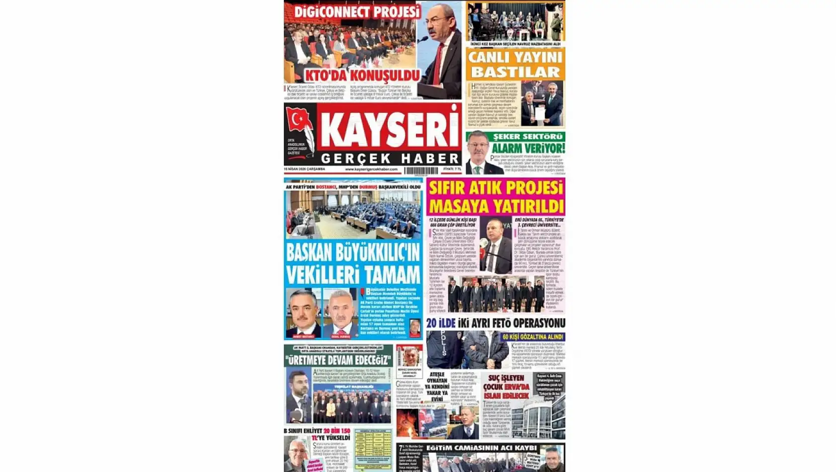 İşte Kayseri gazetelerinin 15 Nisan manşet haberleri!