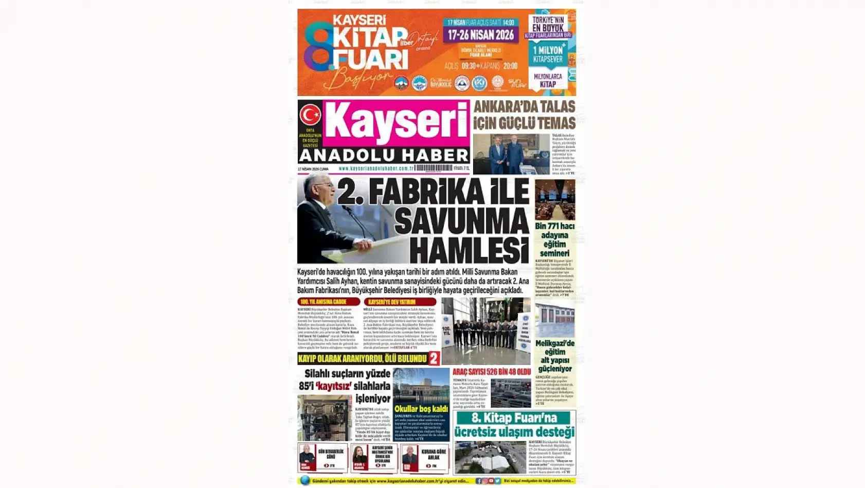 Kayseri yerel gazetelerinin 17 Nisan gündemi: Savunma Hamlesi, Tohum Dağıtımı, Okul Güvenliği Toplantısı...