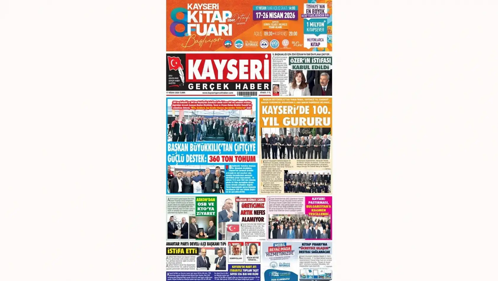 Kayseri yerel gazetelerinin 17 Nisan gündemi: Savunma Hamlesi, Tohum Dağıtımı, Okul Güvenliği Toplantısı...