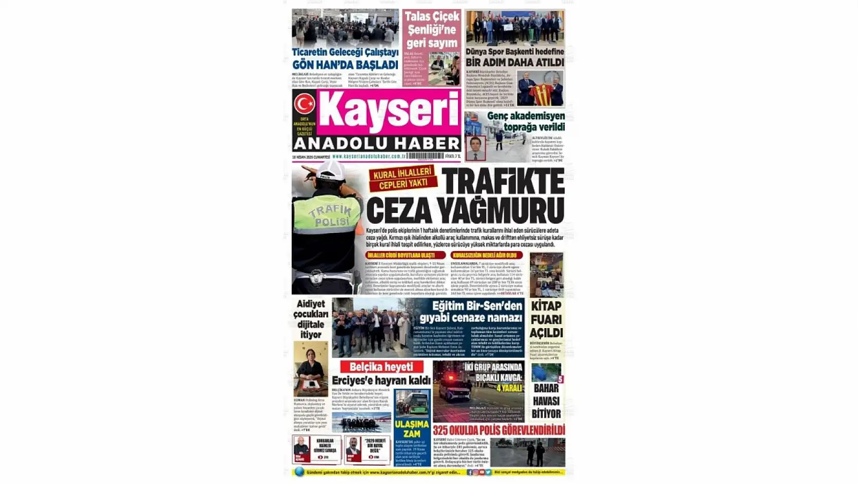 Kayseri Gazetelerinde 18 Nisan Cumartesi günü gündem olan manşetler