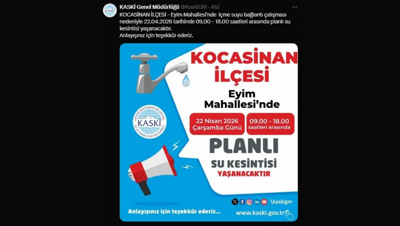 Kayseri sosyal medya hesaplarında neler paylaşıldı? İşte şehrin dijital gündemi! 21 Nisan 2026