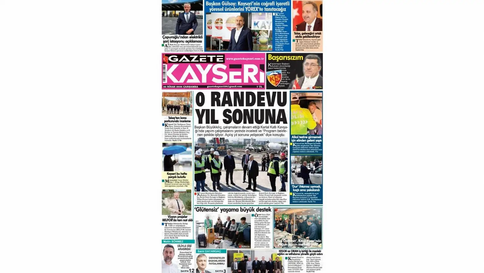 Kayseri gazetelerinde 22 Nisan Çarşamba günü hangi başlıklar gündem oldu?