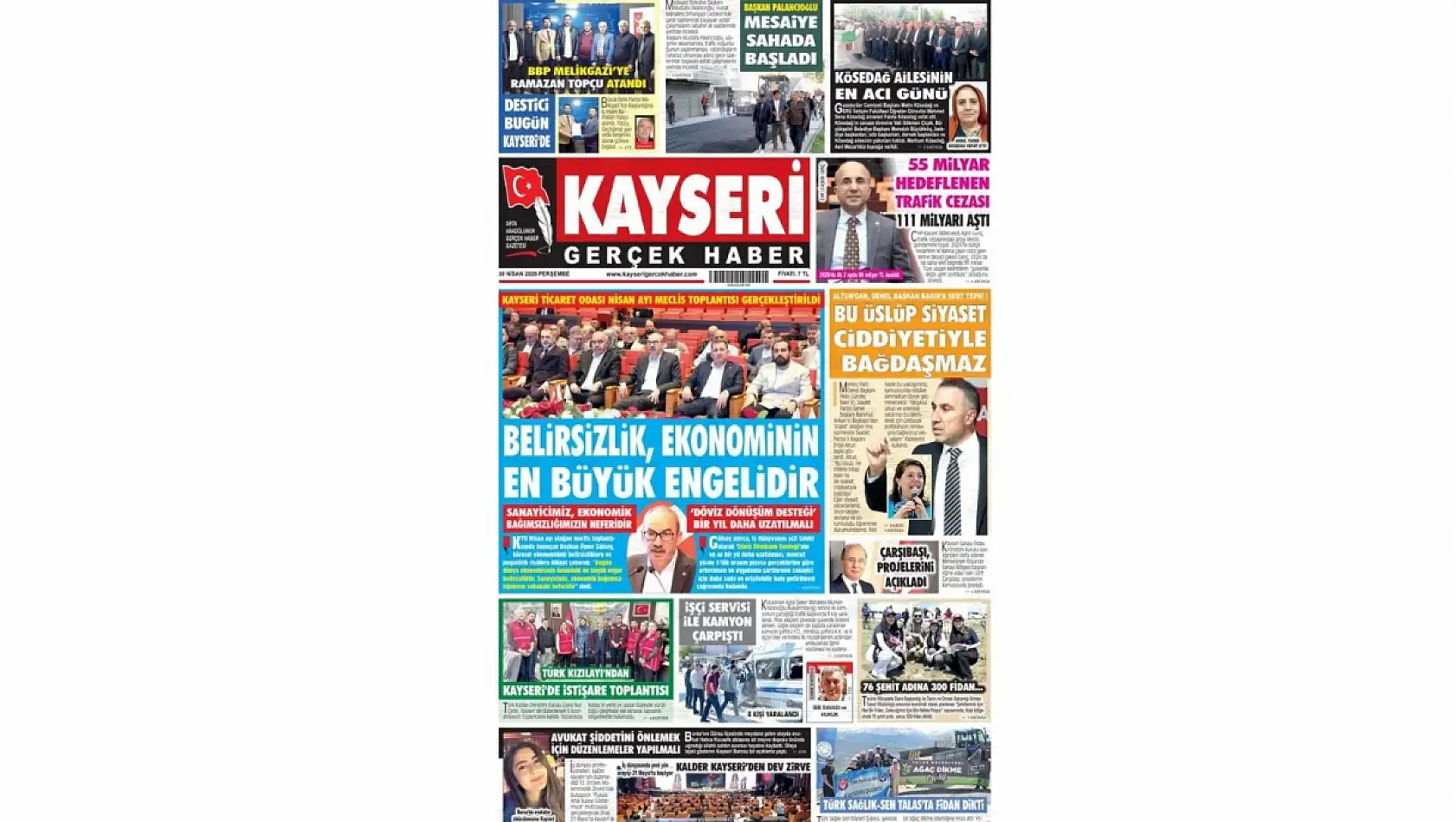 Kayseri gazetelerinde 30 Nisan Perşembe günü hangi başlıklar gündem oldu?