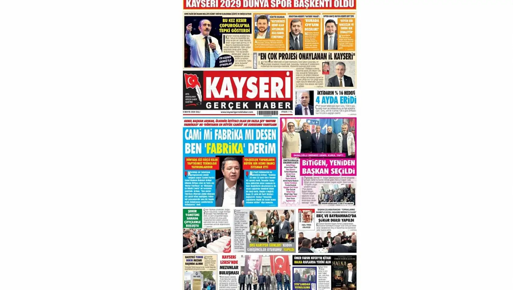 Kayseri gazetelerinde 5 Mayıs Salı günü hangi başlıklar gündem oldu?