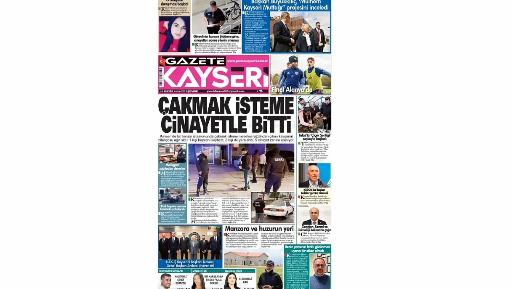 Kayseri gazeteleri 7 Mayıs Perşembe sabahına hangi manşetlerle çıktı?
