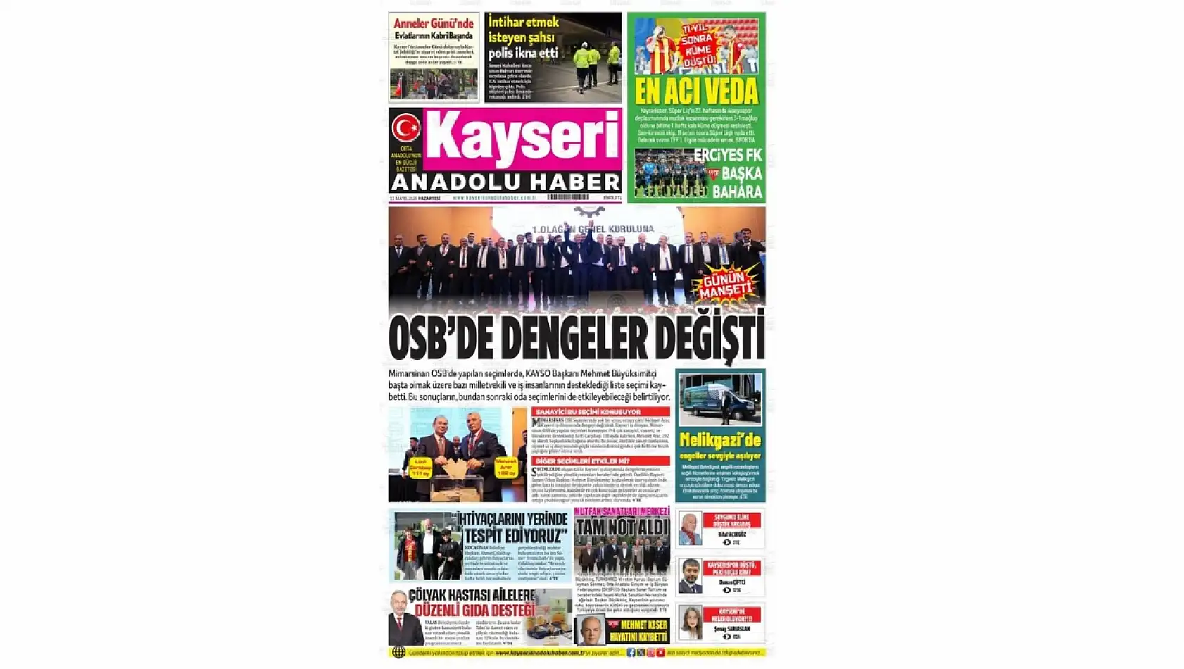 Kayseri gazetelerinde 11 Mayıs Pazartesi günü hangi başlıklar gündem oldu?