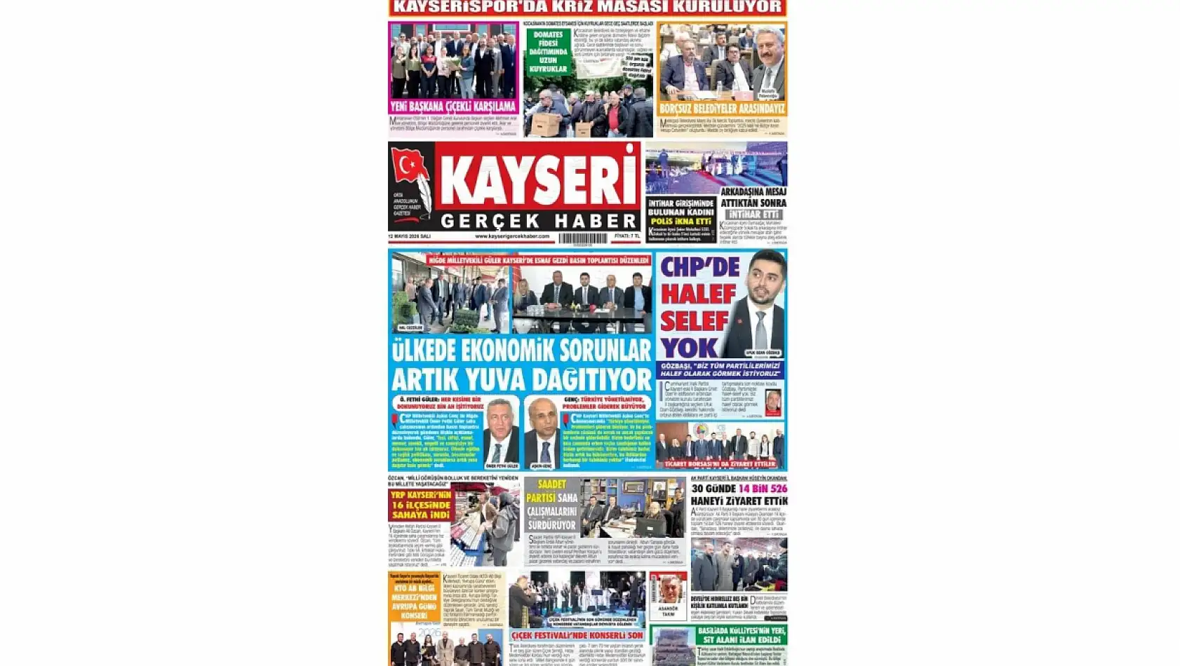 Kayseri gazetelerinde 12 Mayıs Salı günü hangi başlıklar gündem oldu?
