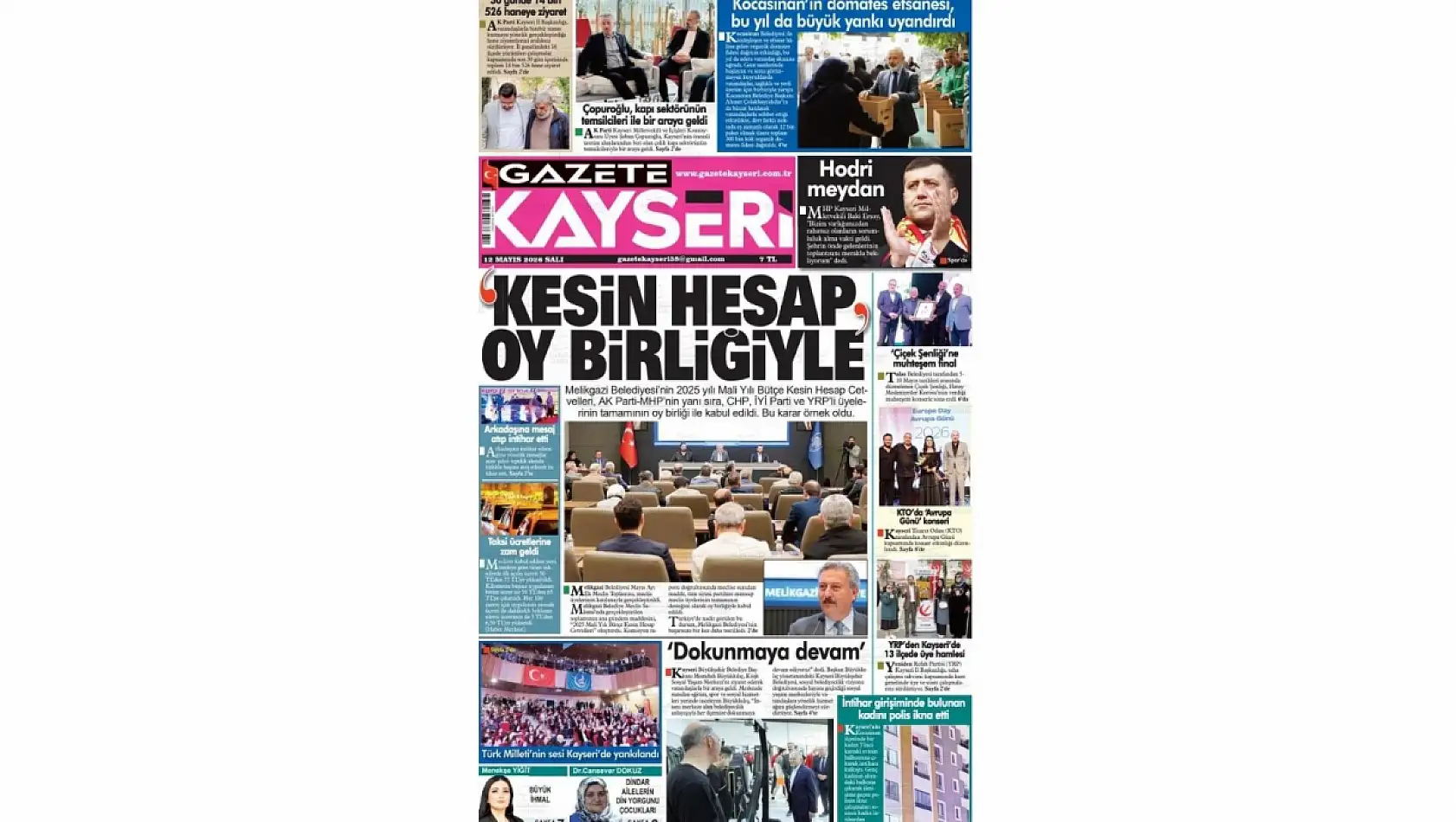 Kayseri gazetelerinde 12 Mayıs Salı günü hangi başlıklar gündem oldu?