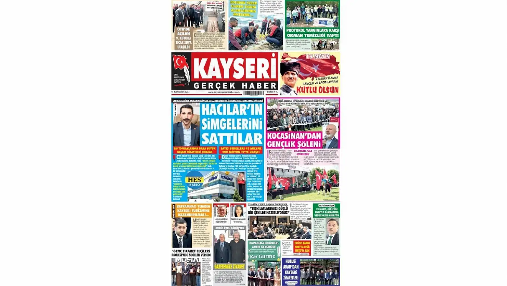 Kayseri gazetelerinde 19 Mayıs Salı günü hangi başlıklar gündem oldu?
