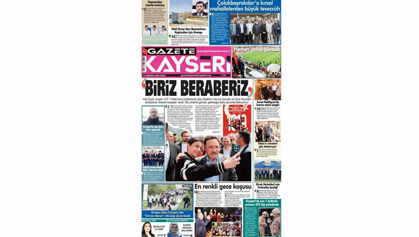 Kayseri gazetelerinde 19 Mayıs Salı günü hangi başlıklar gündem oldu?