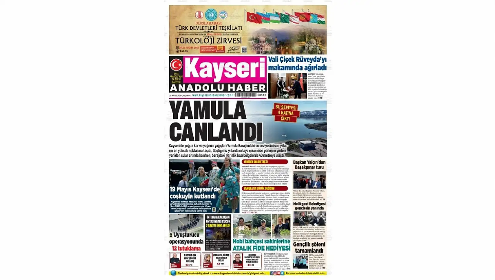 Kayseri Gazetelerinde 20 Mayıs Çarşamba günü öne çıkan başlıklar…