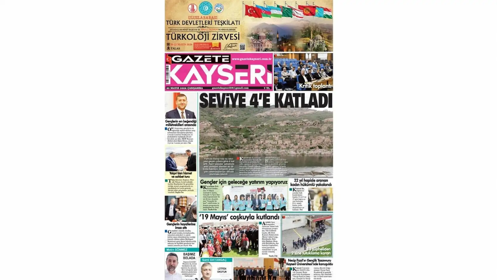 Kayseri Gazetelerinde 20 Mayıs Çarşamba günü öne çıkan başlıklar…