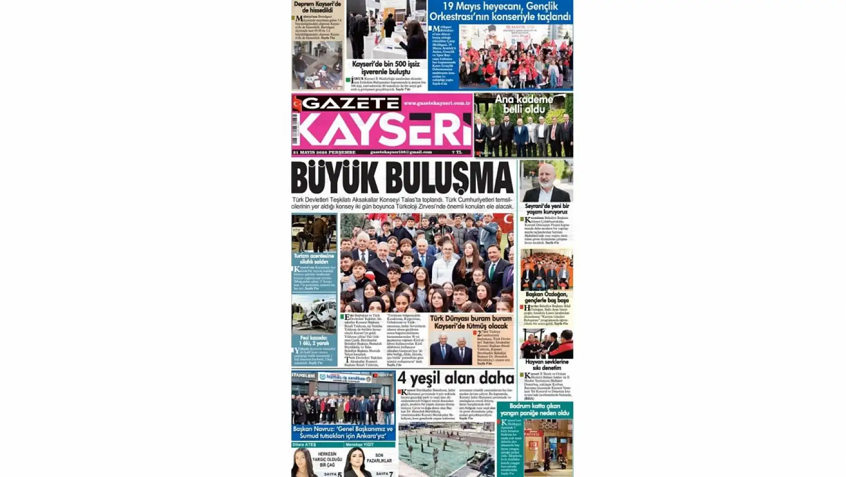 Kayseri gazetelerinde 21 Mayıs Perşembe günü hangi başlıklar gündem oldu?