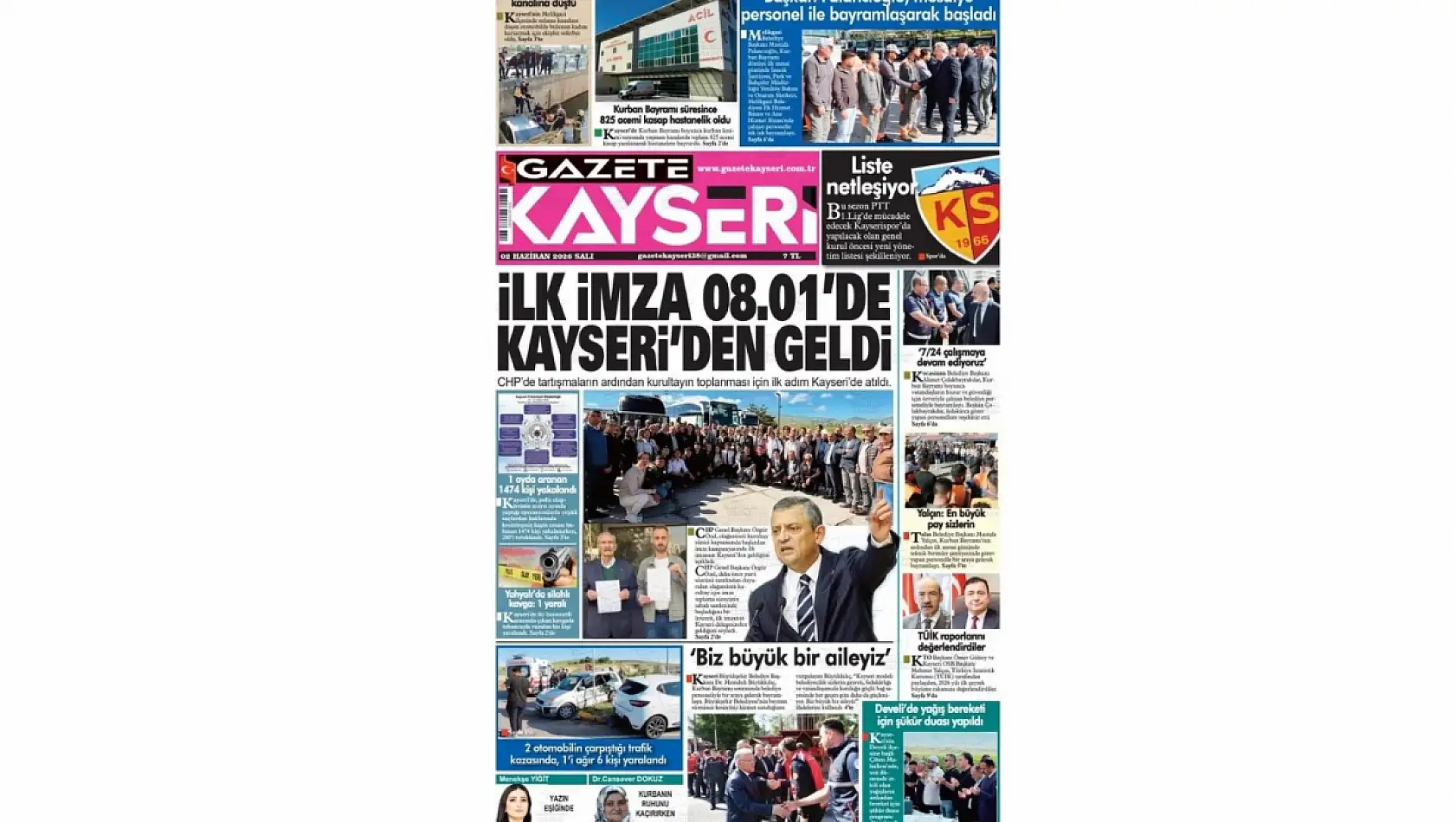 Kayseri gazetelerinde 2 Haziran Salı günü hangi başlıklar gündem oldu?