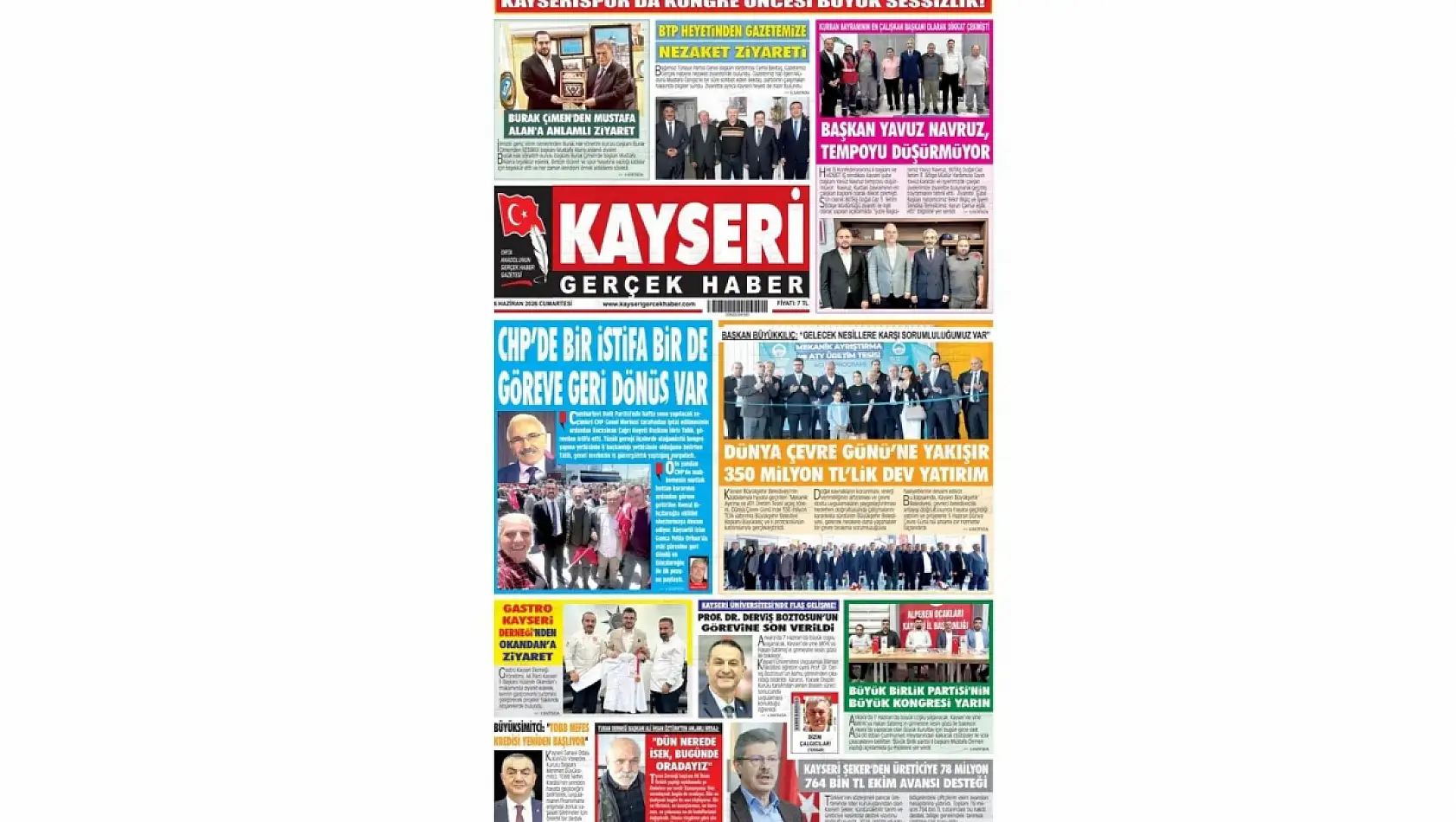 Kayseri Gazetelerinde 6 Haziran Cumartesi günü öne çıkan başlıklar…