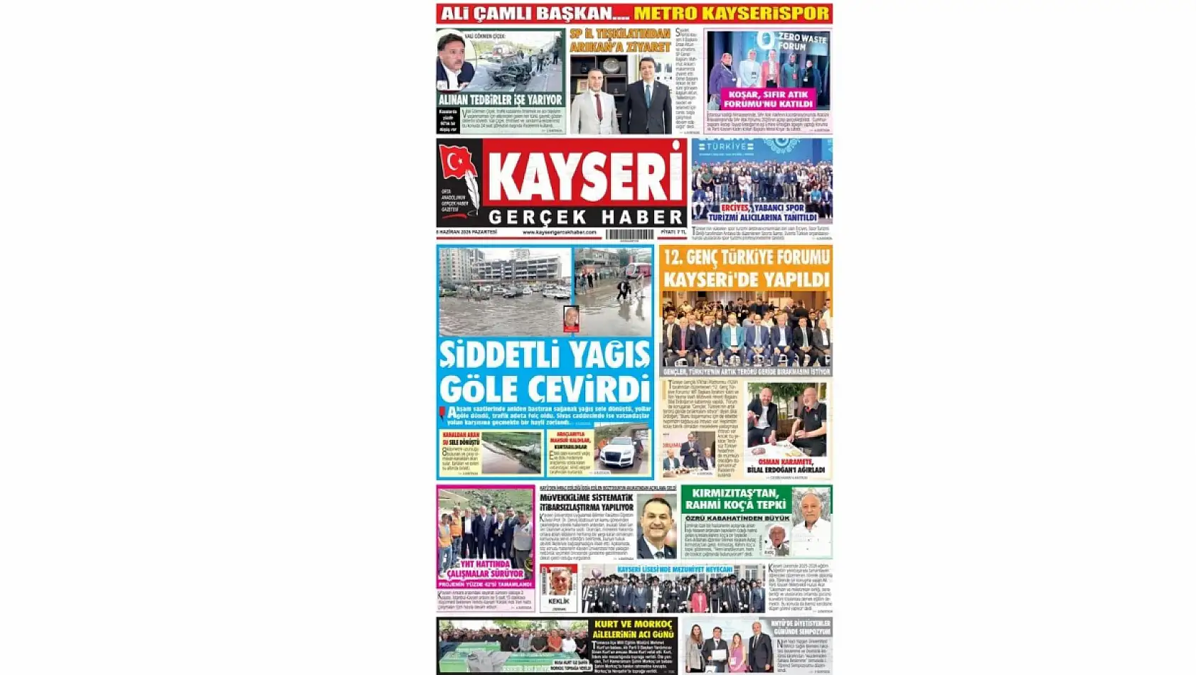Kayseri gazetelerinde 8 Haziran Pazartesi günü hangi başlıklar gündem oldu?