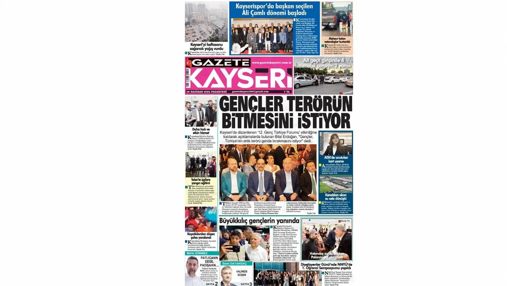 Kayseri gazetelerinde 8 Haziran Pazartesi günü hangi başlıklar gündem oldu?