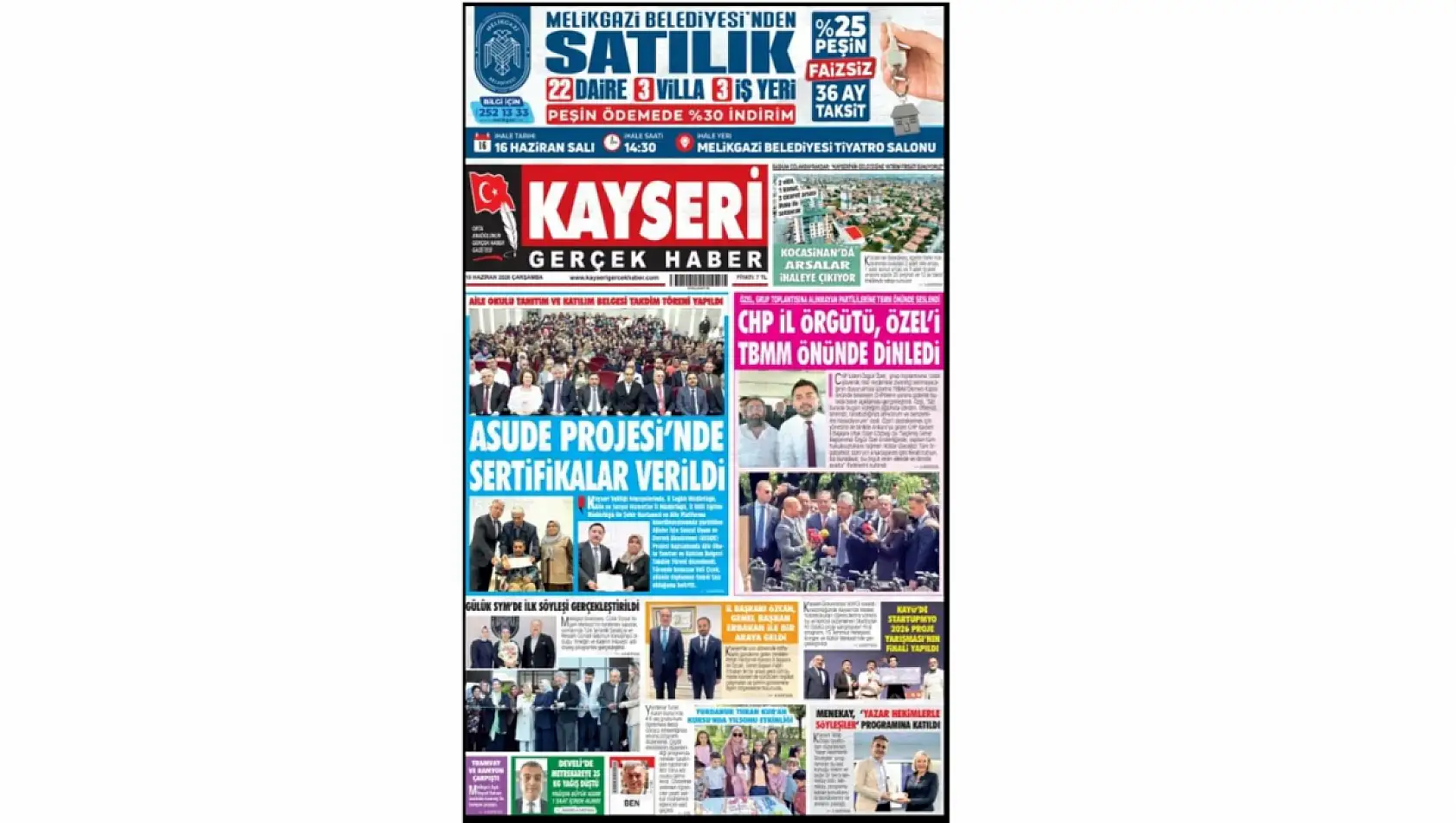 Kayseri Gazetelerinde 10 Haziran Çarşamba günü öne çıkan başlıklar…