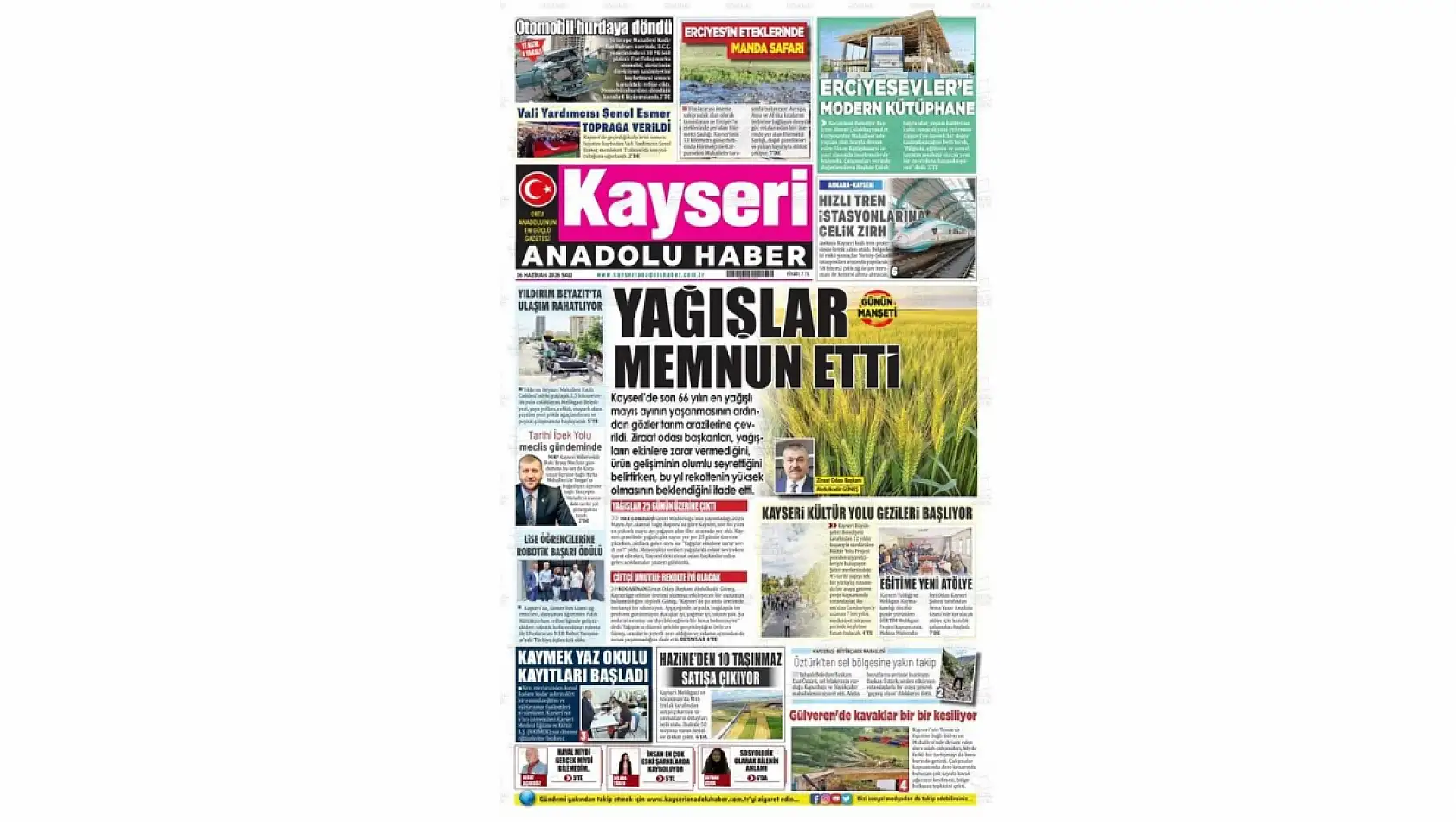 Kayseri Gazetelerinde 16 Haziran Salı günü öne çıkan başlıklar…