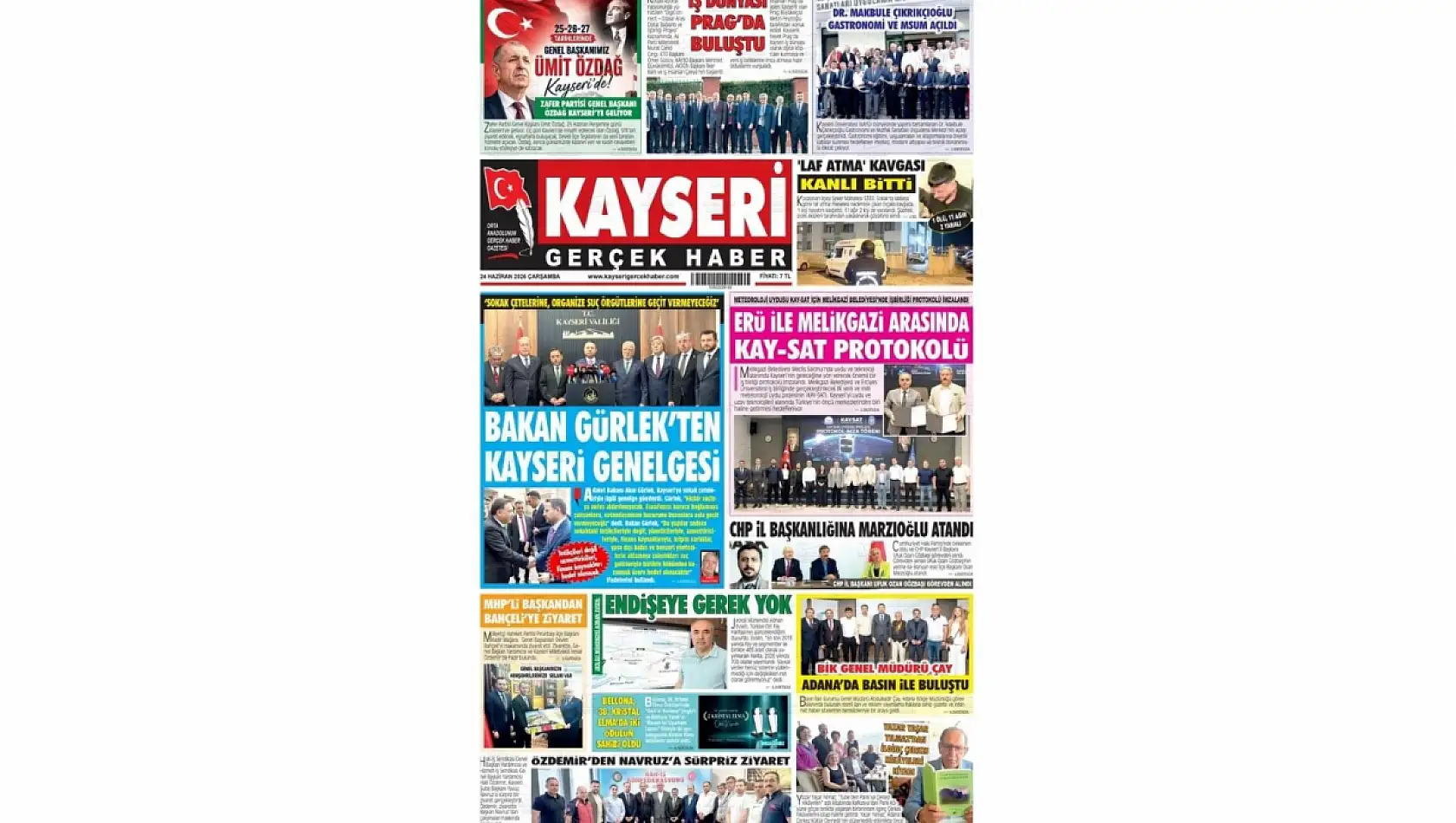 Kayseri Gazetelerinde 24 Haziran Çarşamba günü öne çıkan başlıklar…