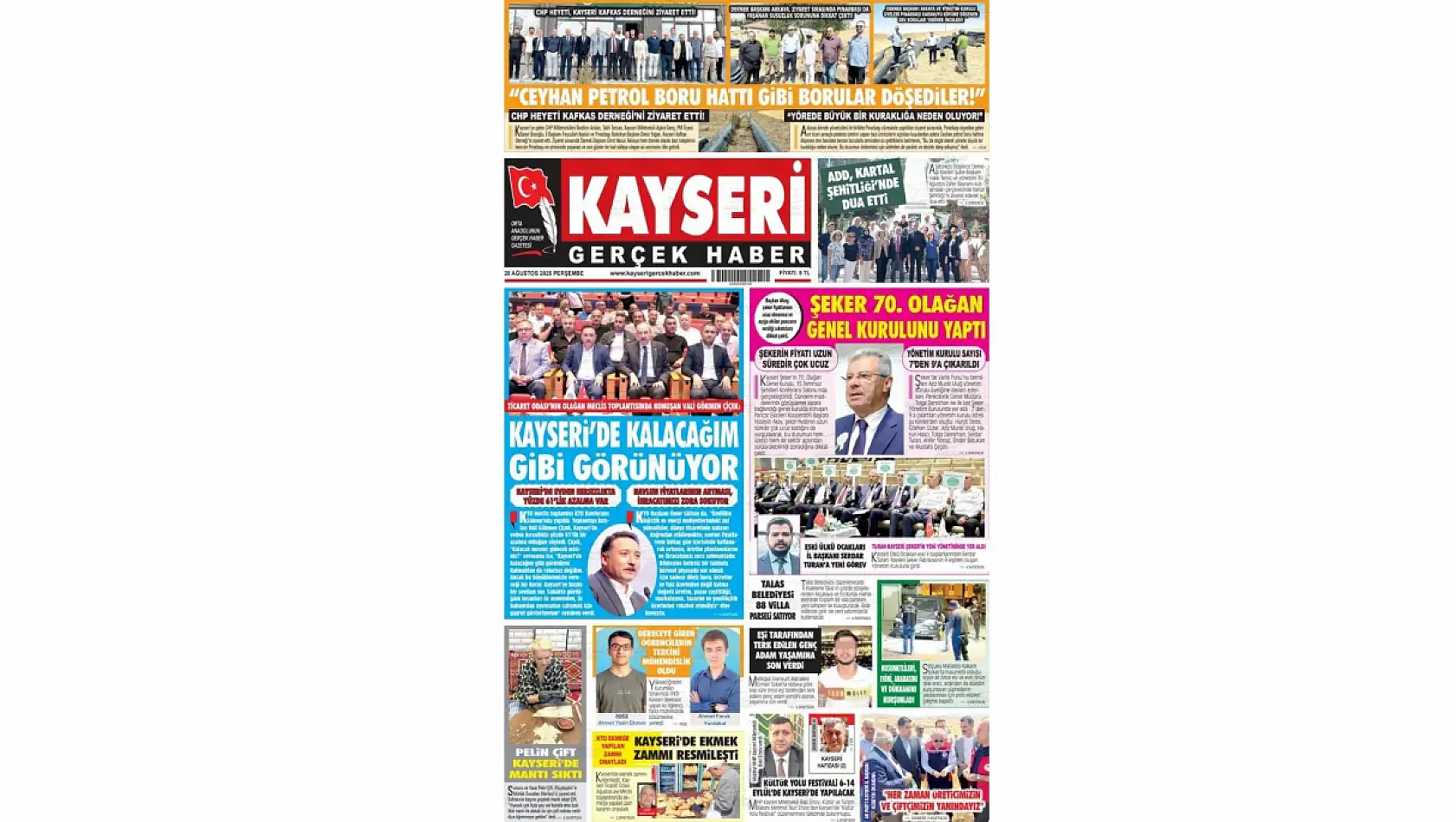 Kayseri gazeteleri 28 Ağustos Perşembe gündemi – İşte öne çıkan manşetler!