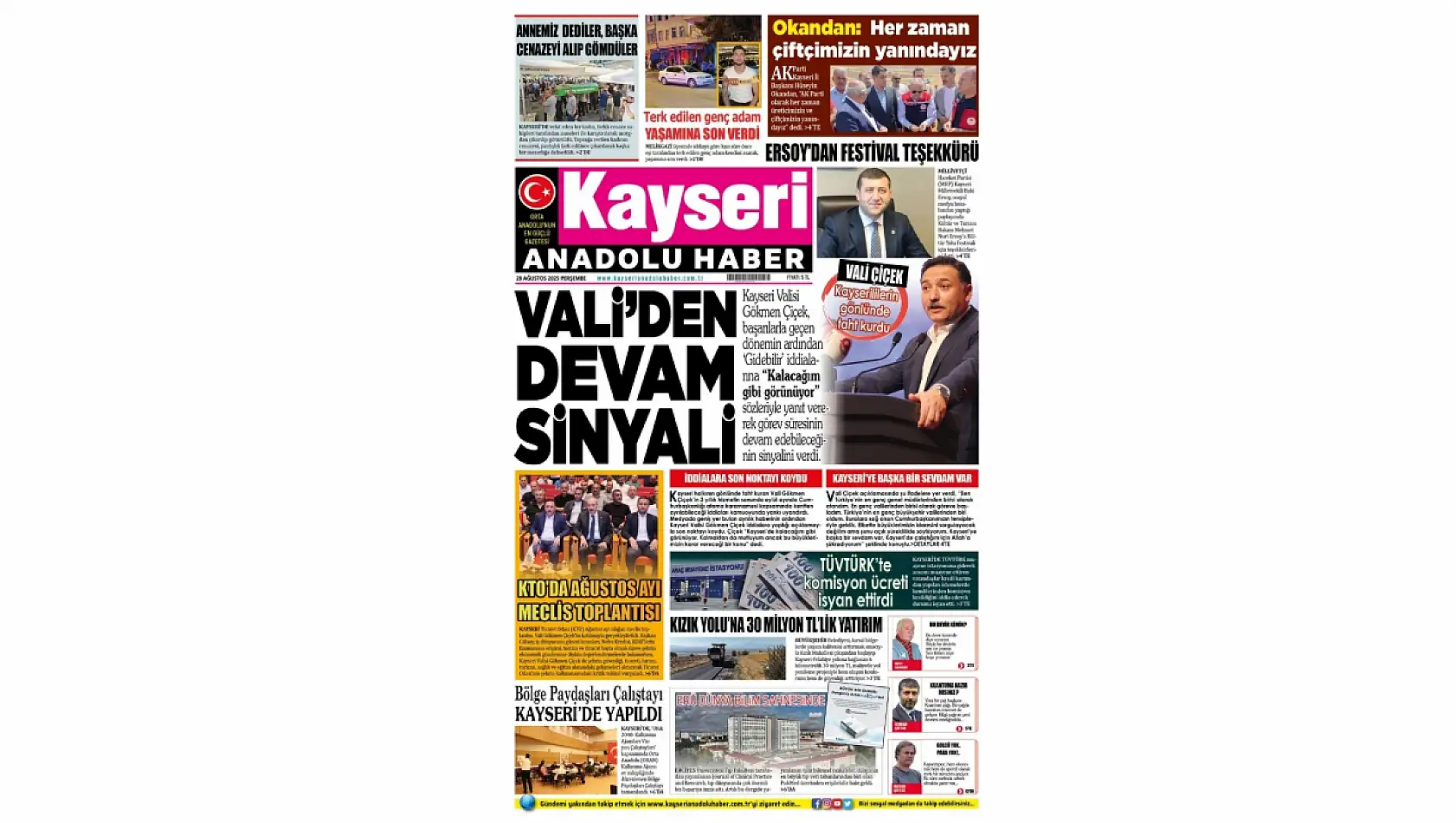 Kayseri gazeteleri 28 Ağustos Perşembe gündemi – İşte öne çıkan manşetler!