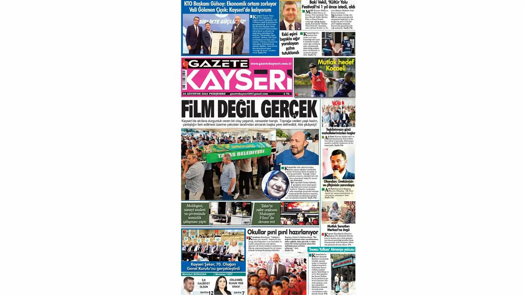 Kayseri gazeteleri 28 Ağustos Perşembe gündemi – İşte öne çıkan manşetler!