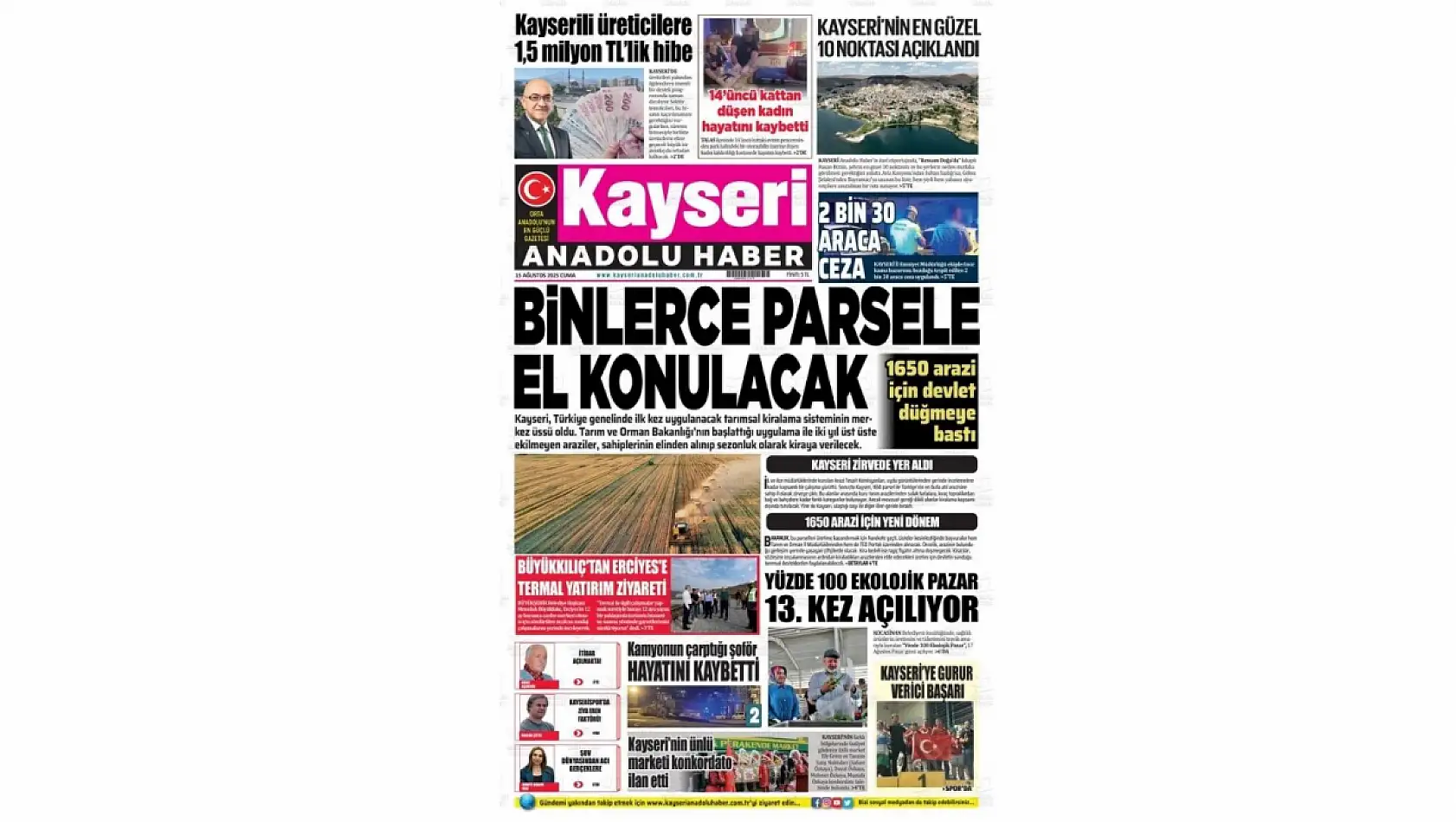 İşte Kayseri Gazetelerinde 15 Ağustos Cuma gündemi…