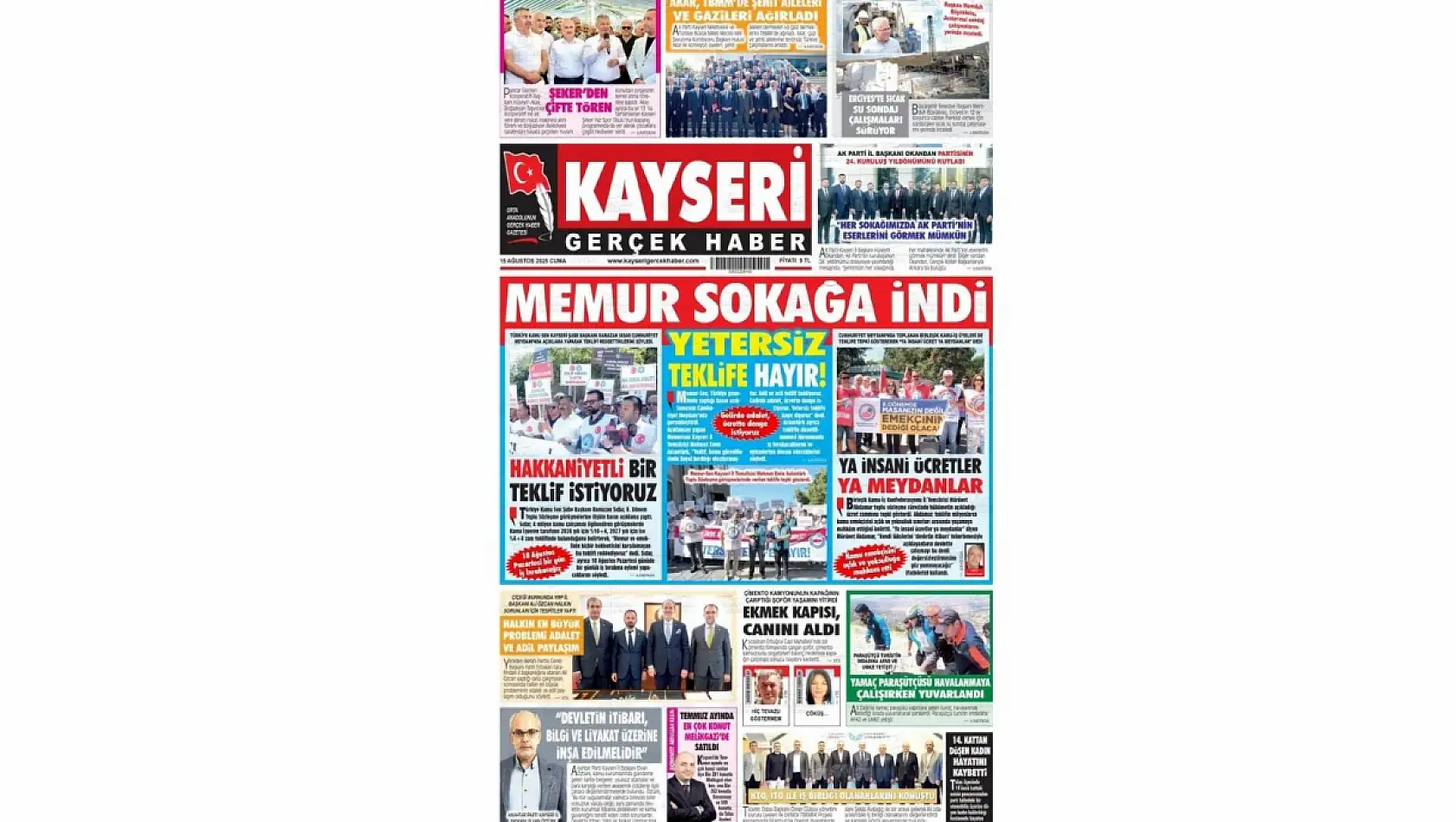 İşte Kayseri Gazetelerinde 15 Ağustos Cuma gündemi…