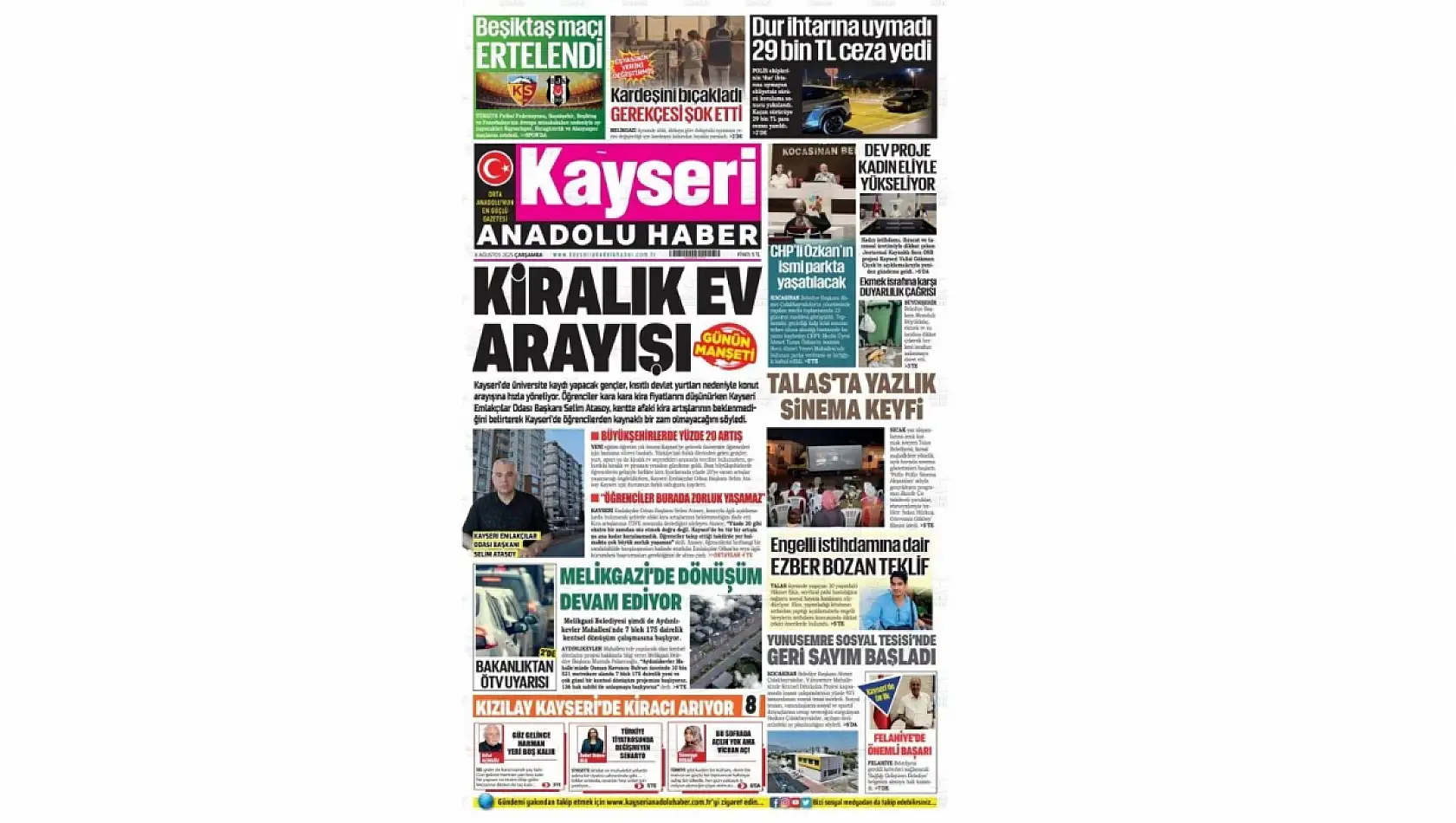 Kayseri gazeteleri 6 Ağustos Çarşamba gündemi – İşte öne çıkan manşetler!