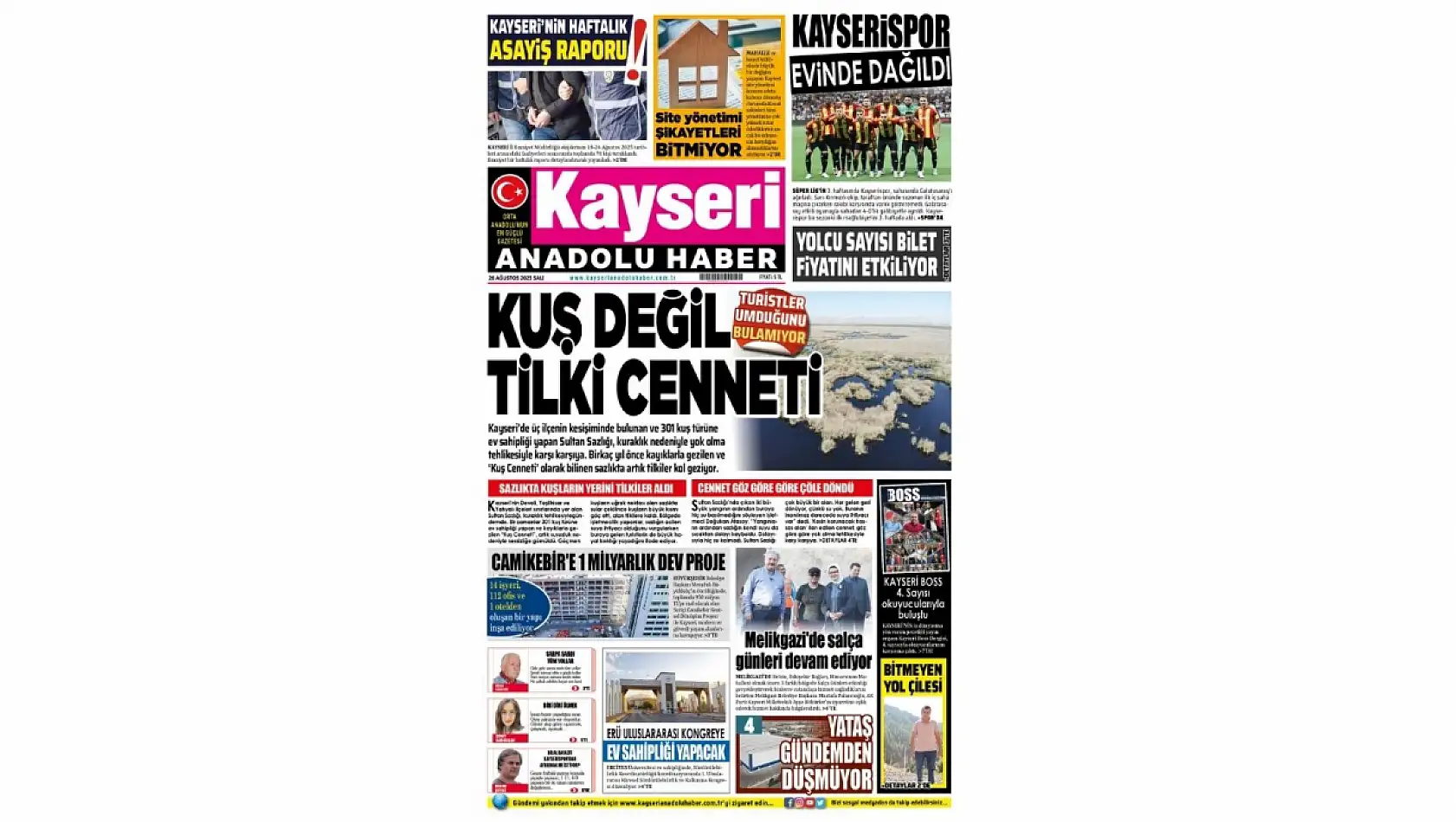 İşte Kayseri Gazetelerinde 26 Ağustos Salı gündemi…
