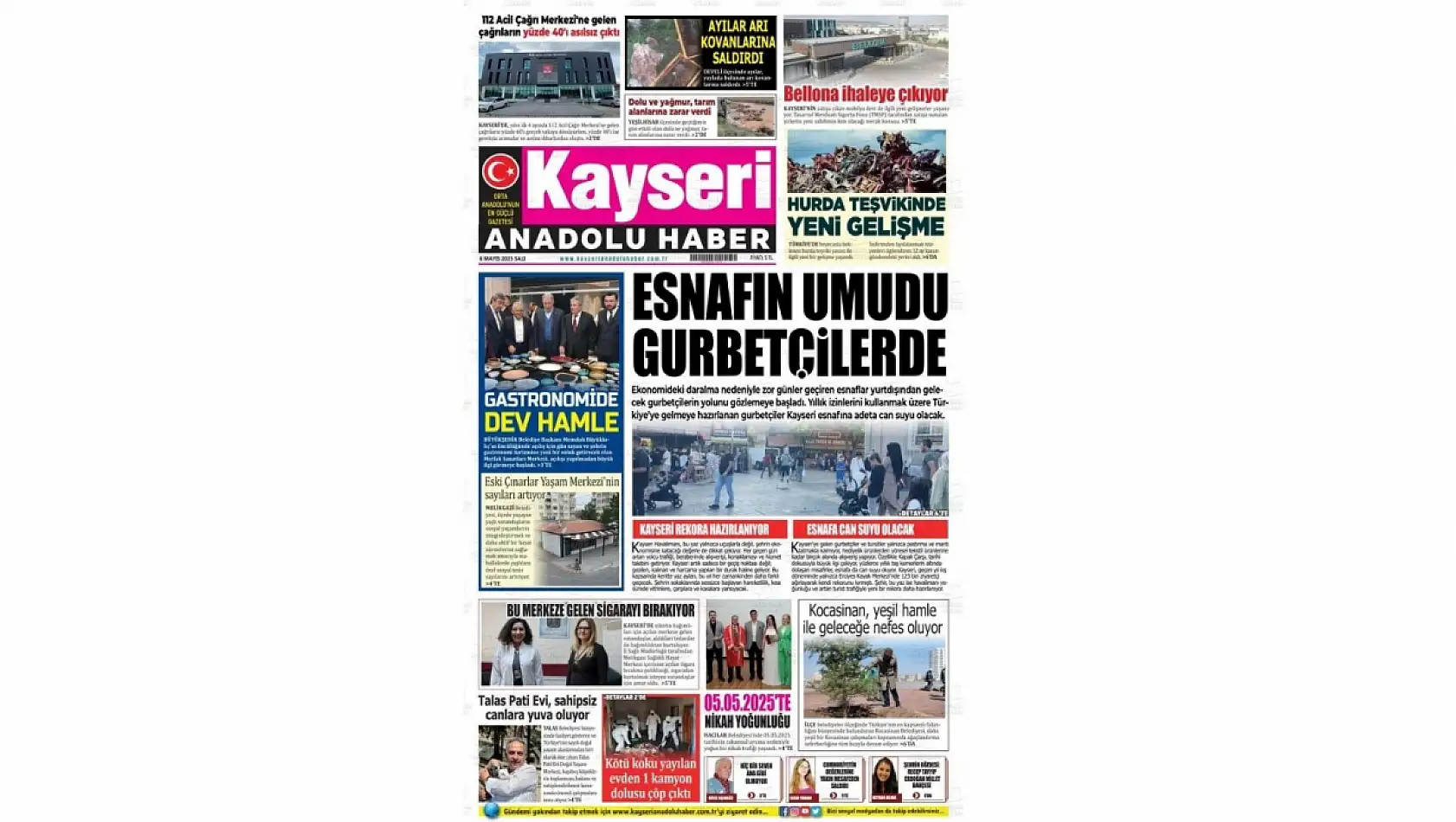 Kayseri Gazeteleri 6 Mayıs Salı gündemi - Yerel basında öne çıkan manşetler...