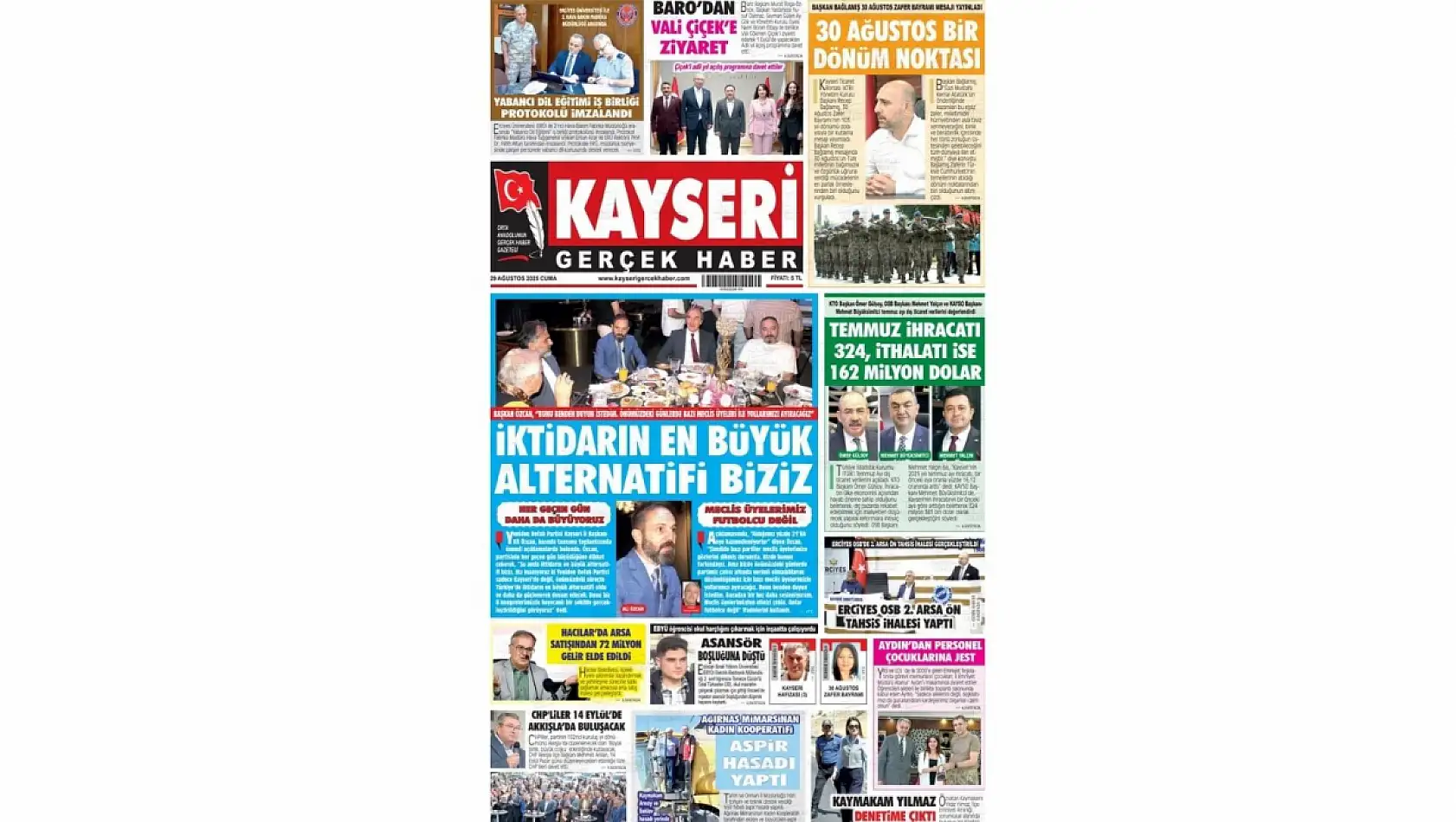 İşte Kayseri Gazetelerinde 29 Ağustos Cuma gündemi…