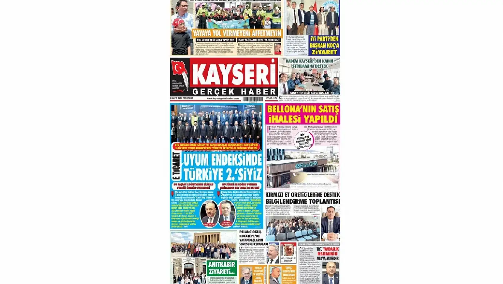 Kayseri Gazetelerinde 8 Mayıs Perşembe gündemi – İşte yerel basında öne çıkan manşetler...