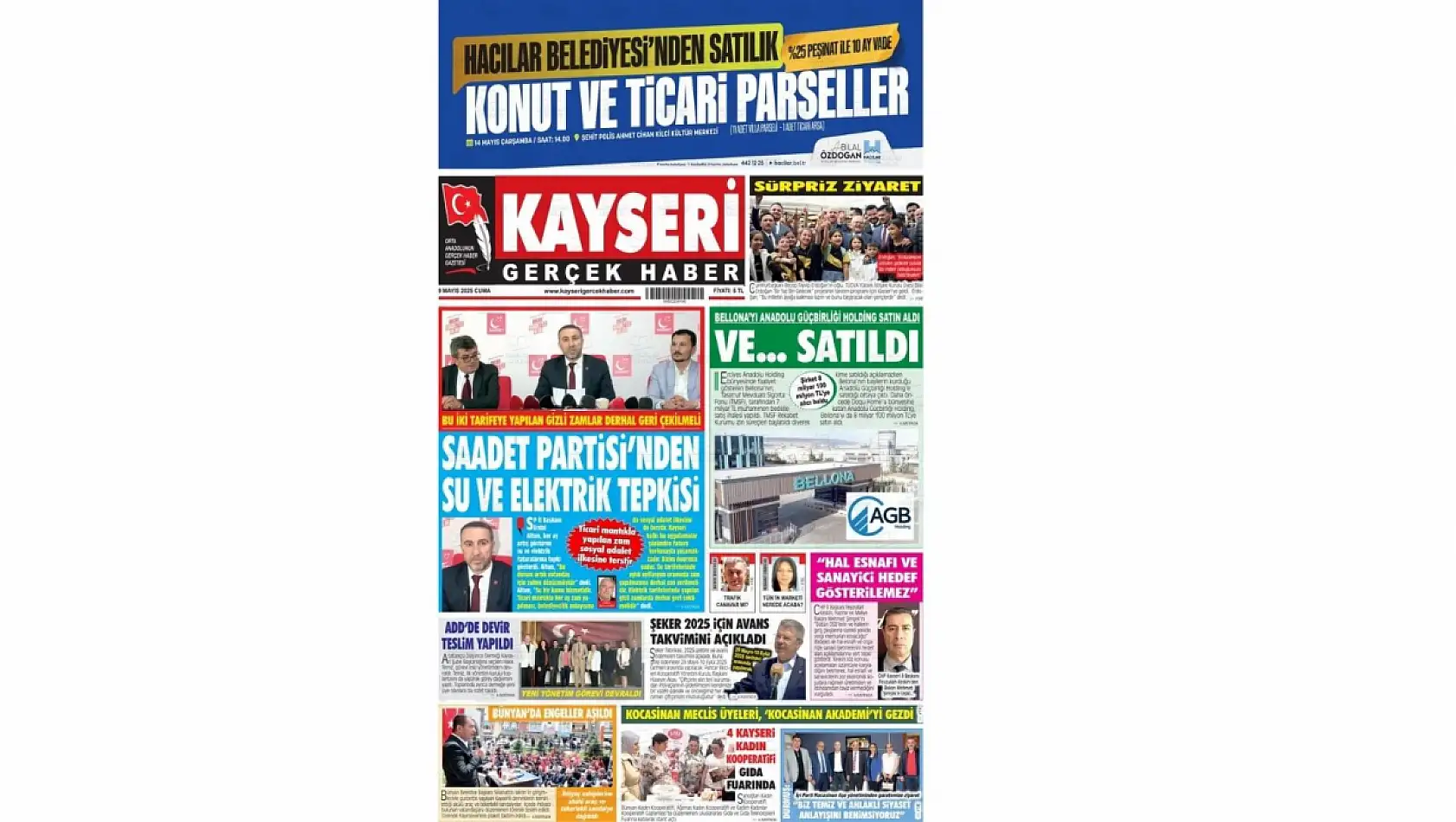Kayseri Gazeteleri 9 Mayıs Cuma gündemi -  İşte yerel basında öne çıkan manşetler...