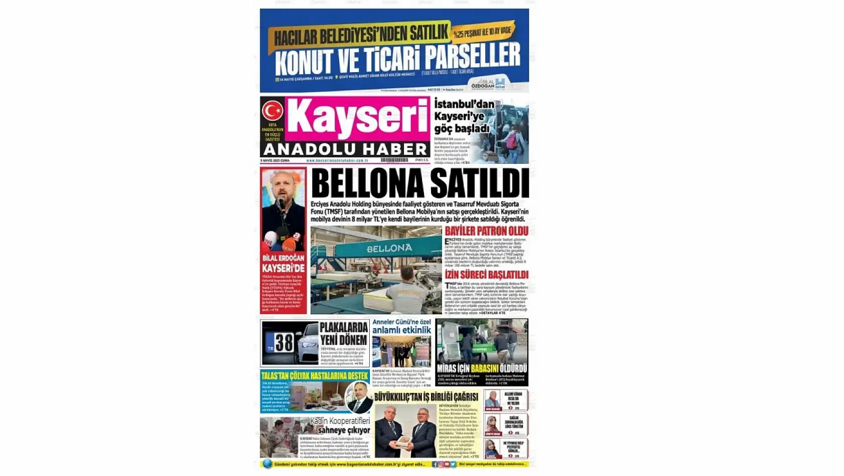 Kayseri Gazeteleri 9 Mayıs Cuma gündemi -  İşte yerel basında öne çıkan manşetler...