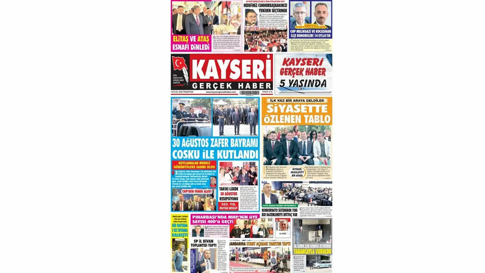 Kayseri gazeteleri 1 Eylül Pazartesi gündemi – İşte öne çıkan manşetler!