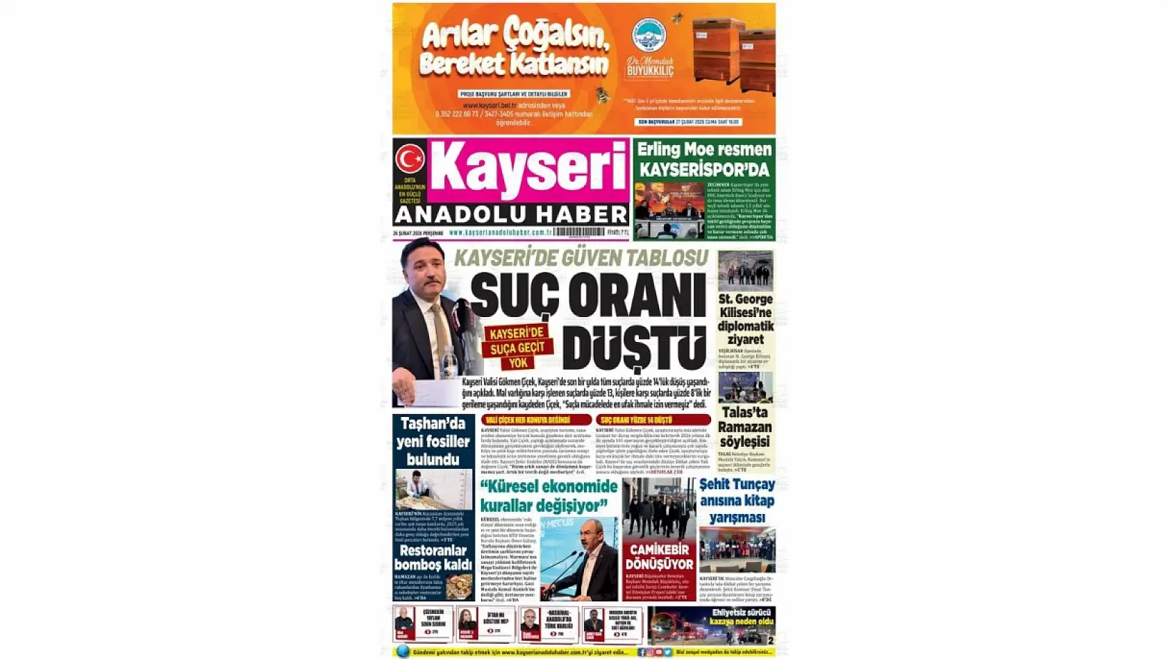 Vali Çiçek ve Gülsoy, yerel gazetelerin manşetini belirledi - 26 Şubat 2026