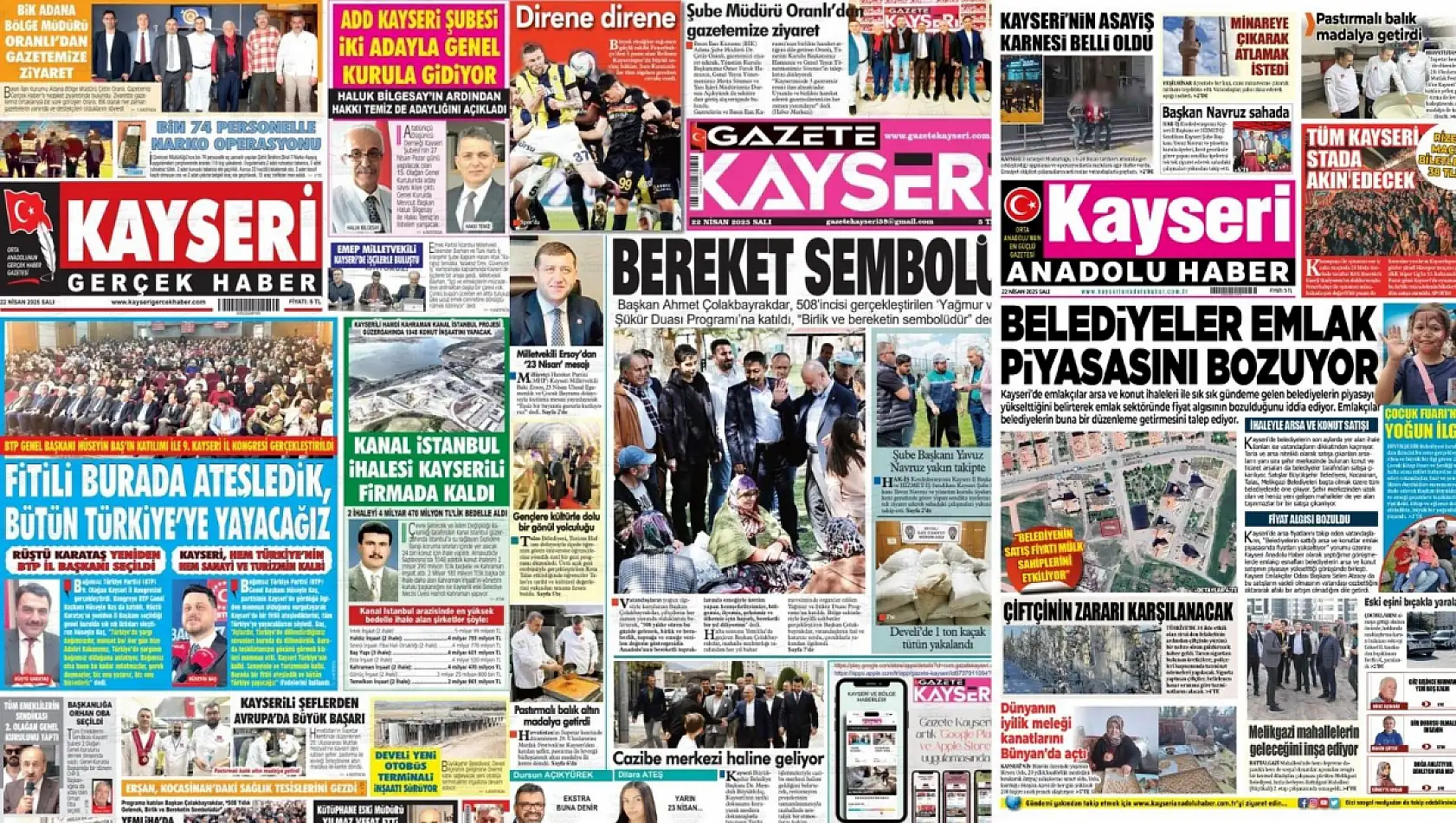 Kayseri Gazeteleri 22 Nisan Salı gündemi - Yerel basında öne çıkan manşetler...